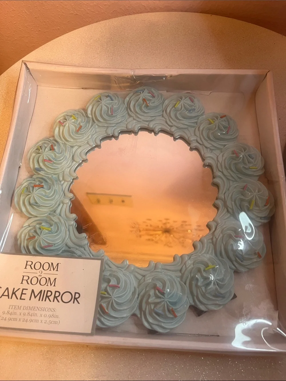 Room2Room Light Blue Cake-Style Decorative Wall Mirror
